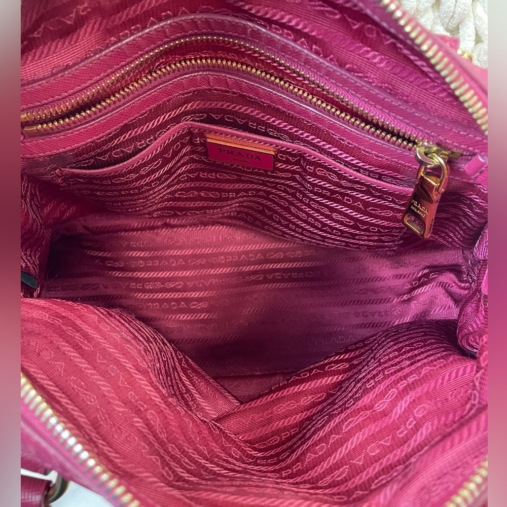 Prada Fuchsia/Pink Nylon Satchel with Gold Hardware - Picture 9 of 12